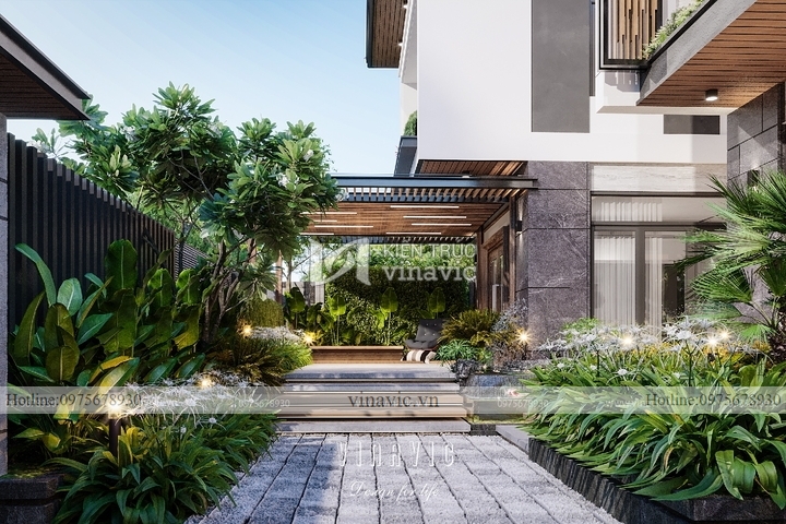 Thiết kế biệt thự 2 tầng đẹp mái nhật hiện đại 156m2 (13x12m) BT2308