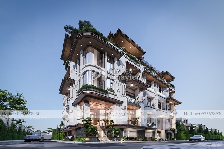 Thiết kế Villa hiện đại 4 tầng 1 hầm (25x15m) 375m2 BT2312