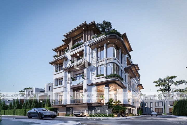 Thiết kế Villa hiện đại 4 tầng 1 hầm (25x15m) 375m2 BT2312