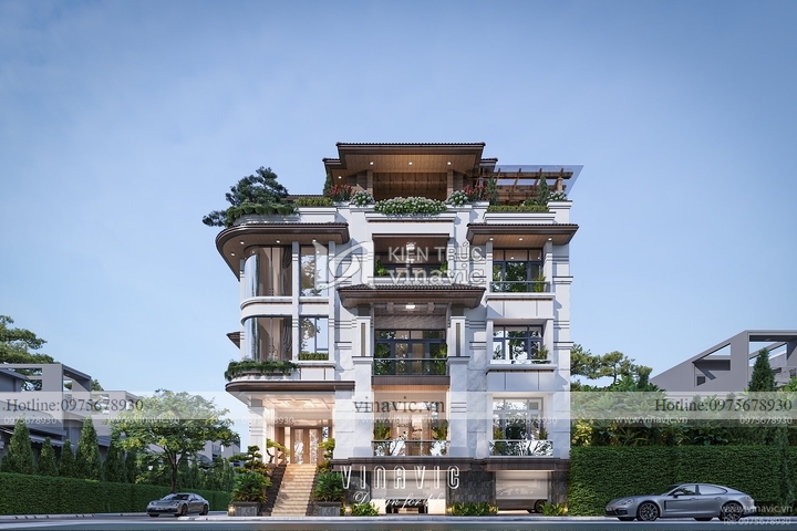 Thiết kế Villa hiện đại 4 tầng 1 hầm (25x15m) 375m2 BT2312