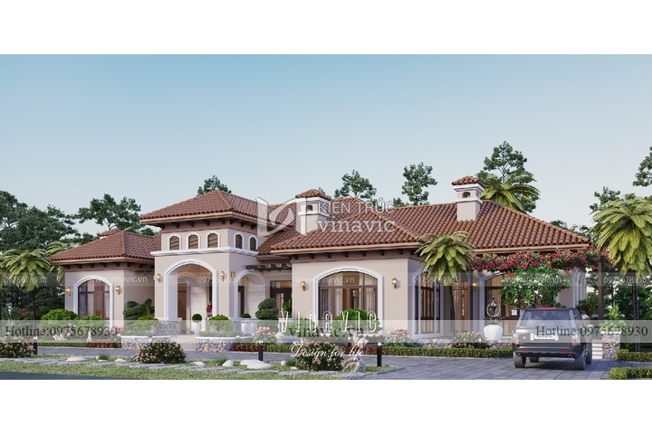 Biệt thự phong cách địa trung hải 1 tầng 512m2 (32x16m) BT2314