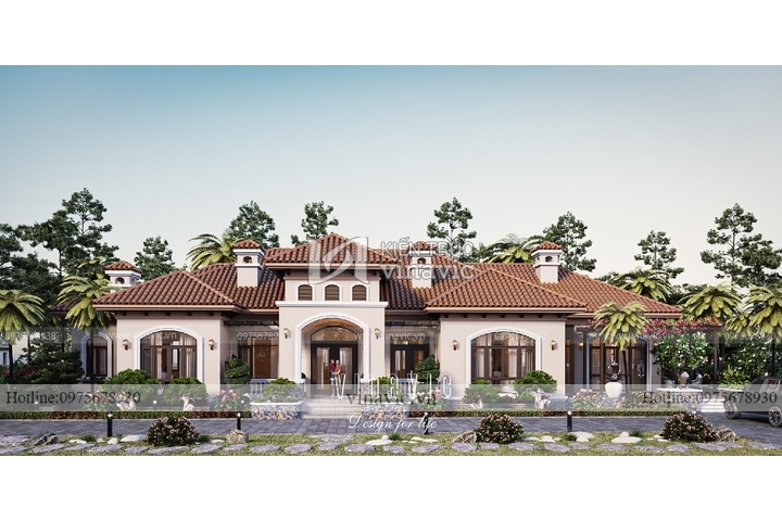 Biệt thự phong cách địa trung hải 1 tầng 512m2 (32x16m) BT2314