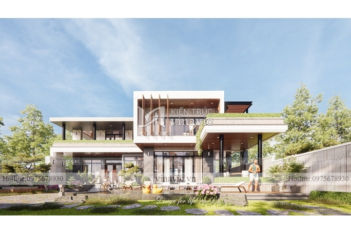 Mẫu biệt thự sân vườn hiện đại 2 tầng mặt tiền 19m 285m2 BT2316