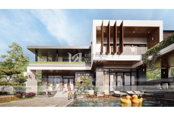 Mẫu biệt thự sân vườn hiện đại 2 tầng mặt tiền 19m 285m2 BT2316