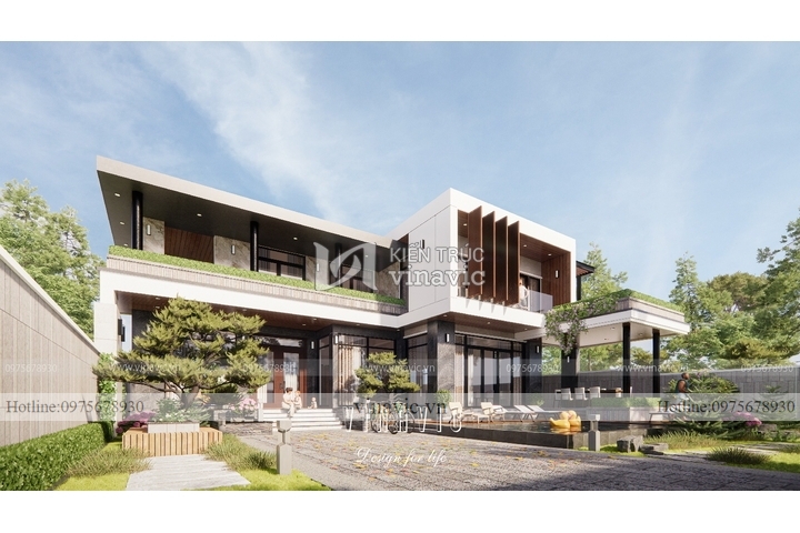 Mẫu biệt thự sân vườn hiện đại 2 tầng mặt tiền 19m 285m2 BT2316