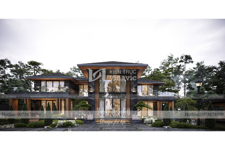 Biệt thự 2 tầng mái nhật 3 phòng ngủ hiện đại 482m2 (23x21m) BT2271