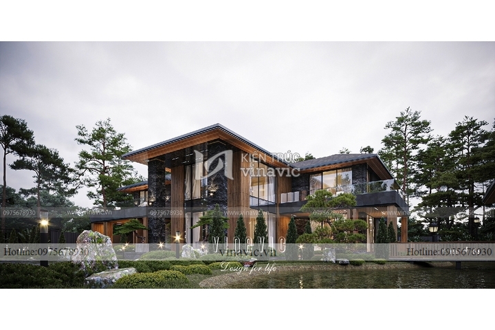 Biệt thự 2 tầng mái nhật 3 phòng ngủ hiện đại 482m2 (23x21m) BT2271