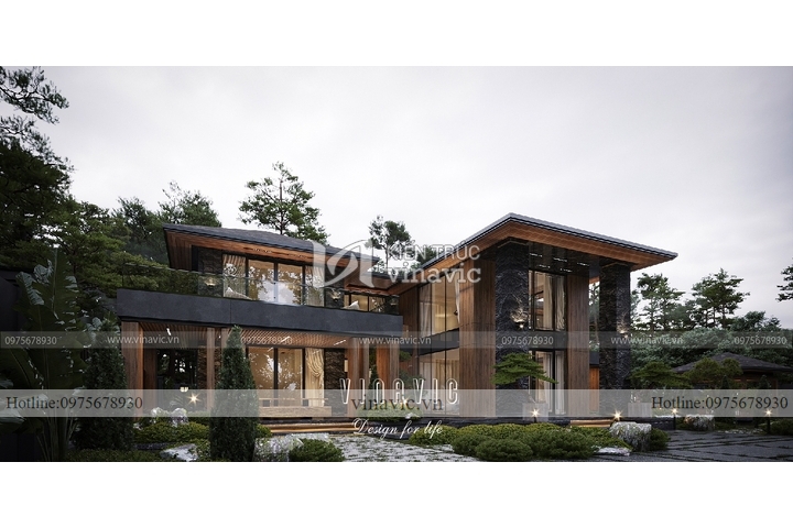 Biệt thự 2 tầng mái nhật 3 phòng ngủ hiện đại 482m2 (23x21m) BT2271