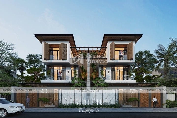 Biệt thự song lập 3 tầng hiện đại mặt tiền 11m sâu 14m BT2226