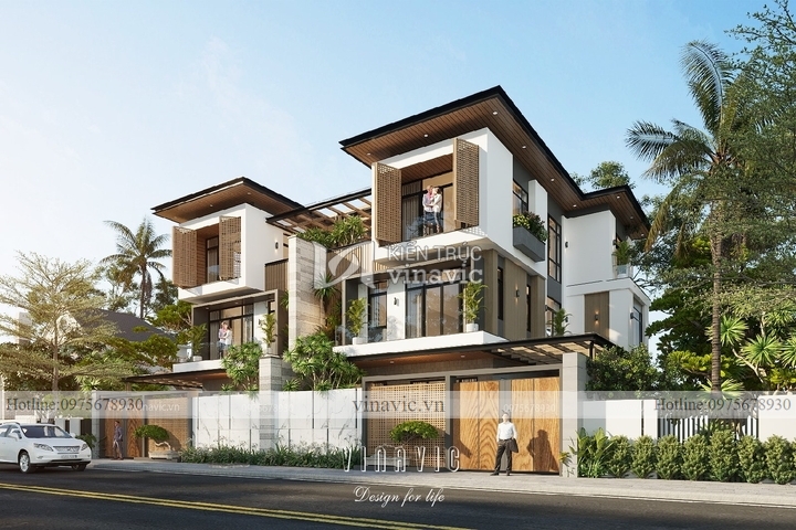 Biệt thự song lập 3 tầng hiện đại mặt tiền 11m sâu 14m BT2226