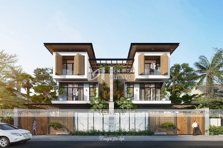 Biệt thự song lập 3 tầng hiện đại mặt tiền 11m sâu 14m BT2226