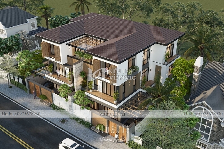 Biệt thự song lập 3 tầng hiện đại mặt tiền 11m sâu 14m BT2226