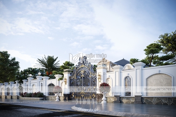 Mẫu biệt thự nhà mái nhật 1 tầng tân cổ điển 650m2 (24x17m) BT2243