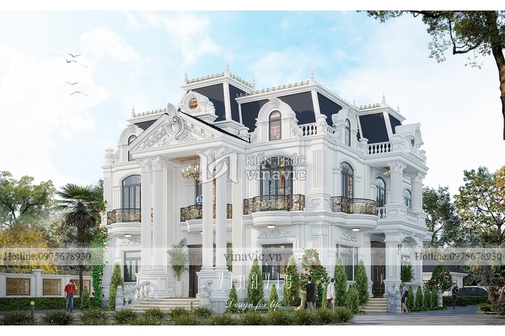 Mẫu dinh thự tân cổ điển 3 tầng 360m2 sang trọng đẳng cấp BT2227
