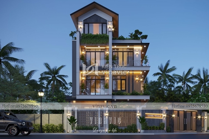 Mẫu nhà 100m2 3 tầng hiện đại kích thước 11x9m BT2223