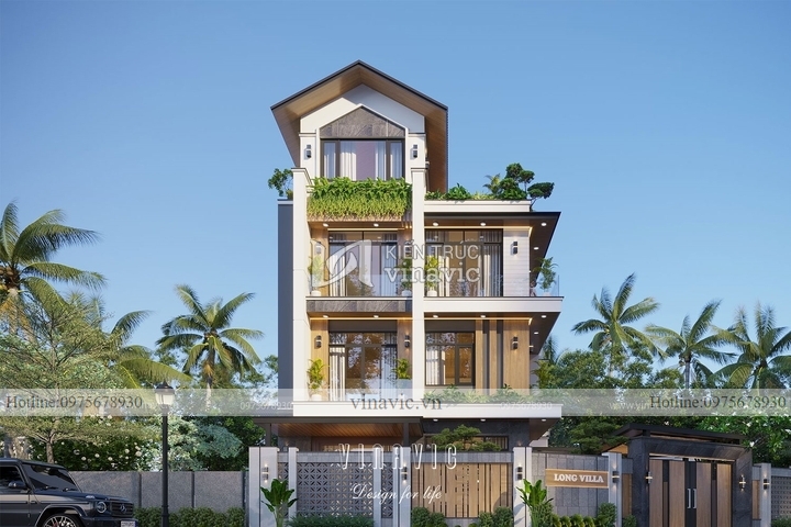 Mẫu nhà 100m2 3 tầng hiện đại kích thước 11x9m BT2223