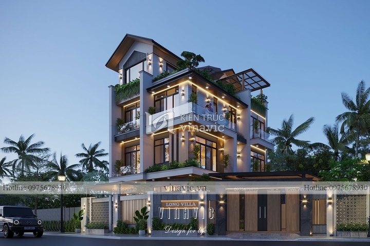 Mẫu nhà 100m2 3 tầng hiện đại kích thước 11x9m BT2223