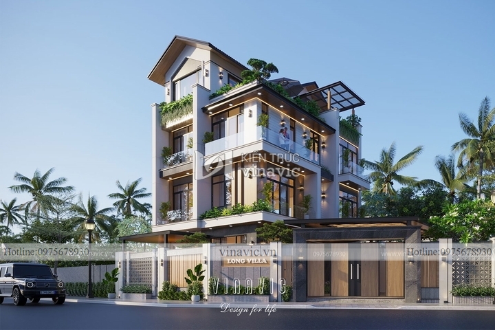 Mẫu nhà 100m2 3 tầng hiện đại kích thước 11x9m BT2223