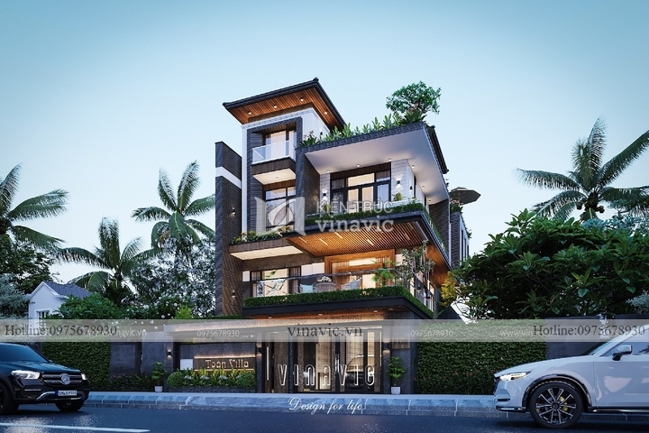 Mẫu thiết kế biệt thự 10x20m 3 tầng hiện đại mái nhật BT2269