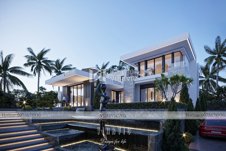 Mẫu thiết kế biệt thự 2 tầng hiện đại mái bằng 600m2 (30x20m) BT2242