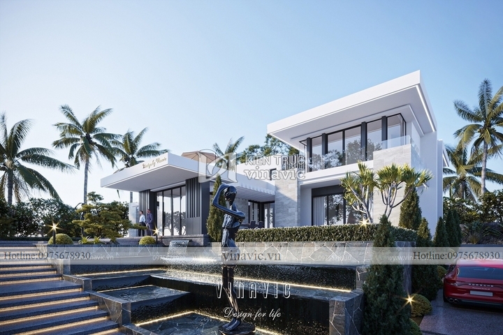 Mẫu thiết kế biệt thự 2 tầng hiện đại mái bằng 600m2 (30x20m) BT2242