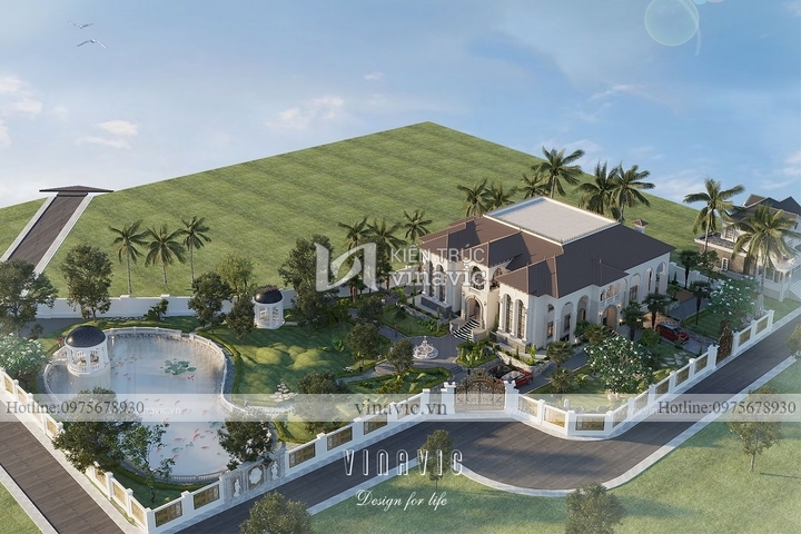 Mẫu thiết kế nhà Địa Trung Hải 2 tầng (25m x 28m) BT2218