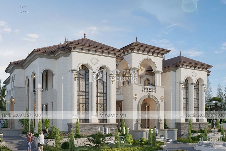 Mẫu thiết kế nhà Địa Trung Hải 2 tầng (25m x 28m) BT2218