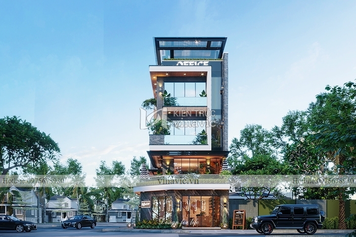 Mẫu thiết kế nhà phố kết hợp kinh doanh 4 tầng 1 tum 135m2 (7.5x18m) BT2256