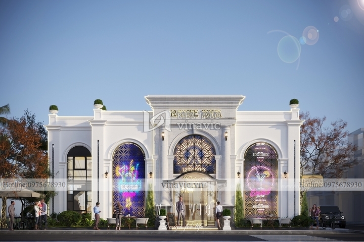 Thiết kế bar club 2 tầng phong cách tân cổ điển 280m2 (16x17.5m) BT2265