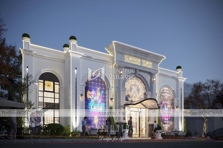 Thiết kế bar club 2 tầng phong cách tân cổ điển 280m2 (16x17.5m) BT2265