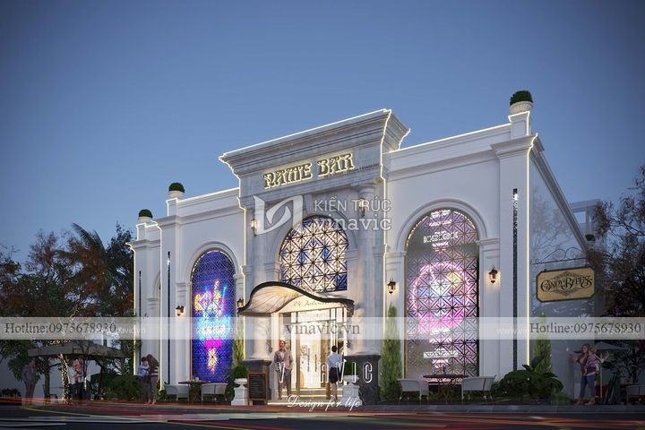 Thiết kế bar club 2 tầng phong cách tân cổ điển 280m2 (16x17.5m) BT2265