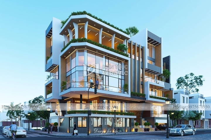 Thiết kế biệt thự 2 mặt tiền hiện đại căn góc BT2213