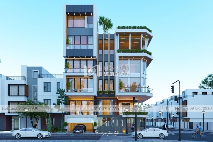 Thiết kế biệt thự 2 mặt tiền hiện đại căn góc BT2213