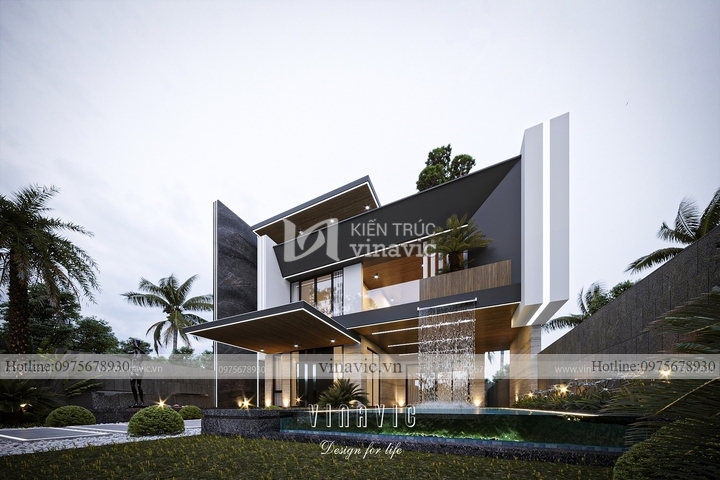 Thiết kế biệt thự 3 tầng hiện đại mái bằng 280m2 (20x14m) BT2244