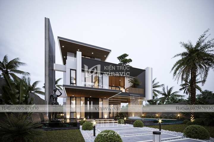 Thiết kế biệt thự 3 tầng hiện đại mái bằng 280m2 (20x14m) BT2244