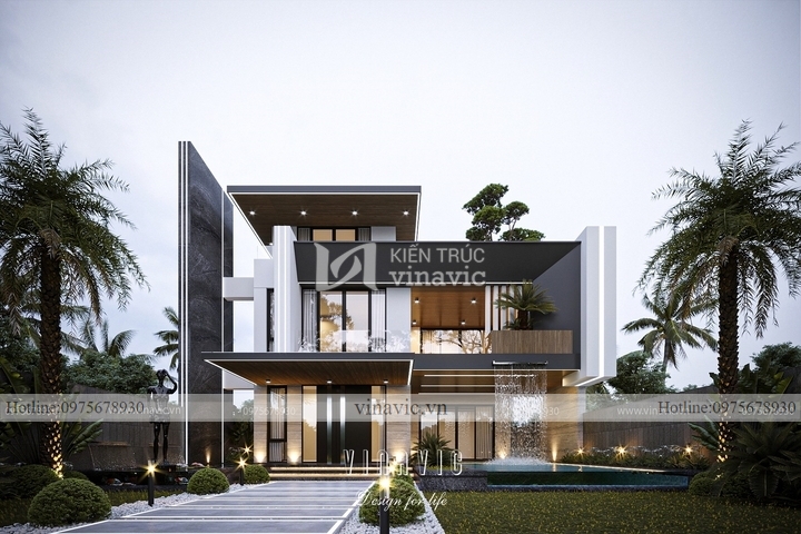 Thiết kế biệt thự 3 tầng hiện đại mái bằng 280m2 (20x14m) BT2244