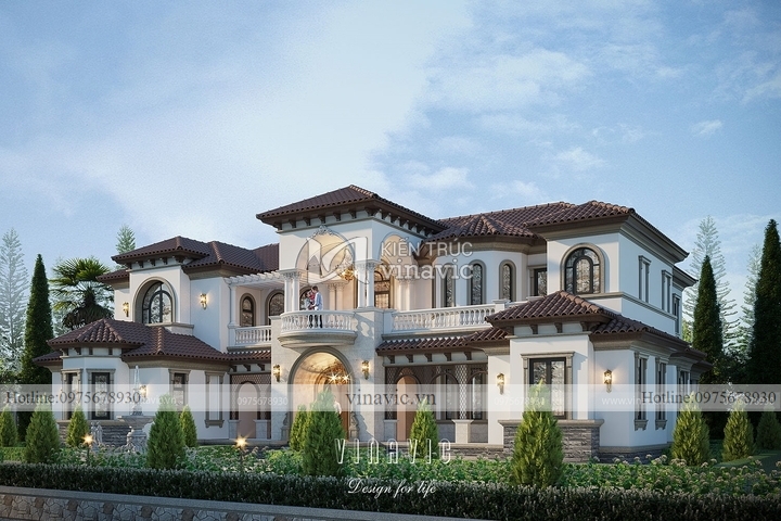 Biệt thự Địa Trung Hải 2 tầng kích thước 26x21m BT2215