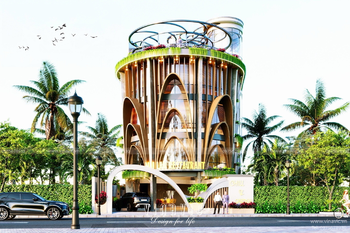 Thiết kế nhà hàng Mai Lan Restaurant phong cách hiện đại (14x30m) BT2320