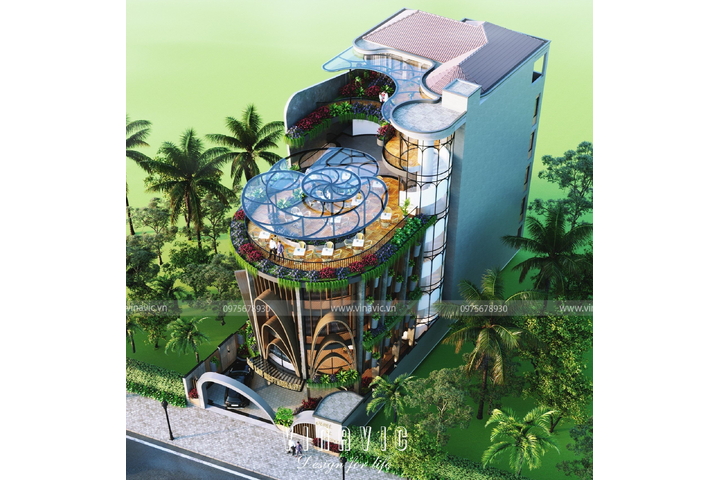 Thiết kế nhà hàng Mai Lan Restaurant phong cách hiện đại (14x30m) BT2320