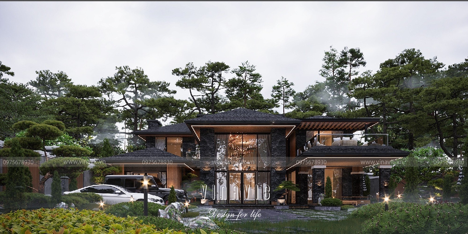 Thiết kế biệt thự vườn có hồ bơi hiện đại 2 tầng - Anh Dương - Phú Thọ -  BT2126