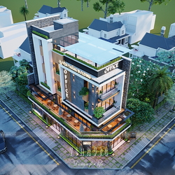 Mẫu thiết kế nhà phố kết hợp kinh doanh 4 tầng 1 tum 135m2 (7.5x18m) BT2256