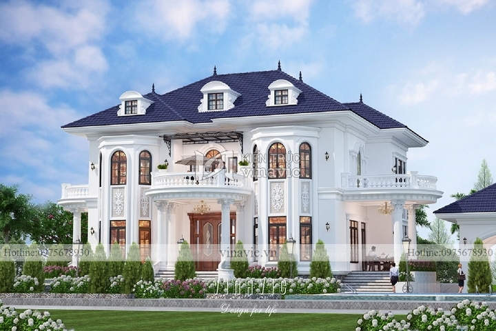 Biệt thự vuông 2 tầng 2 mặt tiền tân cổ điển ở HCM BT2119