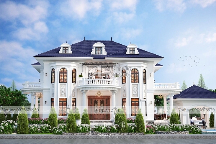 Biệt thự vuông 2 tầng 2 mặt tiền tân cổ điển ở HCM BT2119