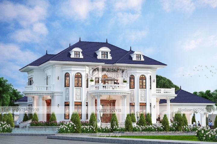 Biệt thự vuông 2 tầng 2 mặt tiền tân cổ điển ở HCM BT2119