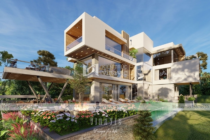 Biệt thự hiện đại 3 tầng sang trọng view sân golf tam đảo BT2121