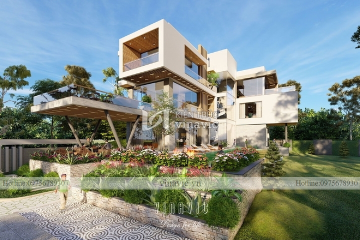 Biệt thự hiện đại 3 tầng sang trọng view sân golf tam đảo BT2121