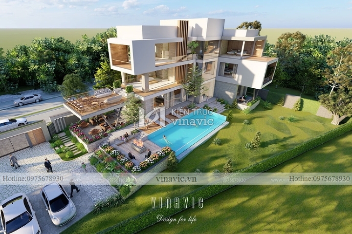 Biệt thự hiện đại 3 tầng sang trọng view sân golf tam đảo BT2121