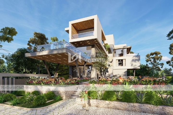 Biệt thự hiện đại 3 tầng sang trọng view sân golf tam đảo BT2121