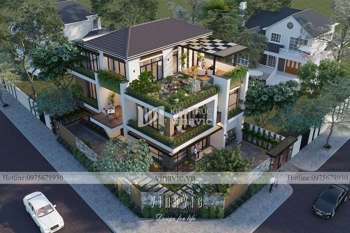 Biệt thự lô góc 2 mặt tiền 3 tầng hiện đại BT2143