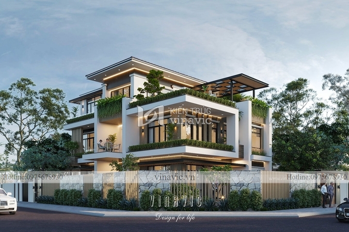Biệt thự lô góc 2 mặt tiền 3 tầng hiện đại BT2143